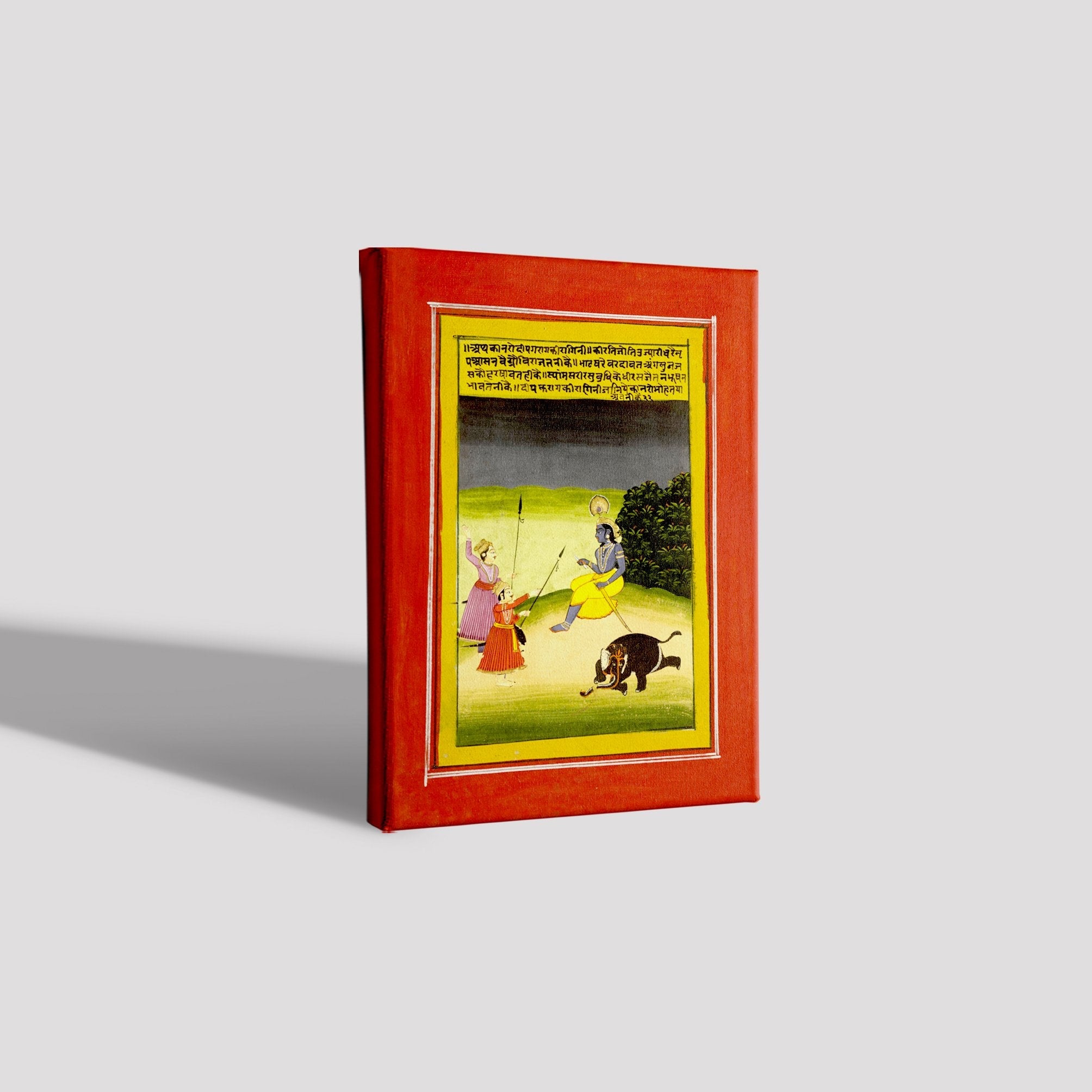 Vishnu Killing The Elephant Painting - Meri Deewar 2 : 3 Vertical Premium Wall Art Canvas by MeriDeewar