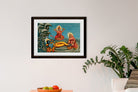 Vishnu-lying-on-a-serpent,-with-Lakshmi Painting - Meri Deewar 3 : 4 Vertical Premium Wall Art Canvas by MeriDeewar