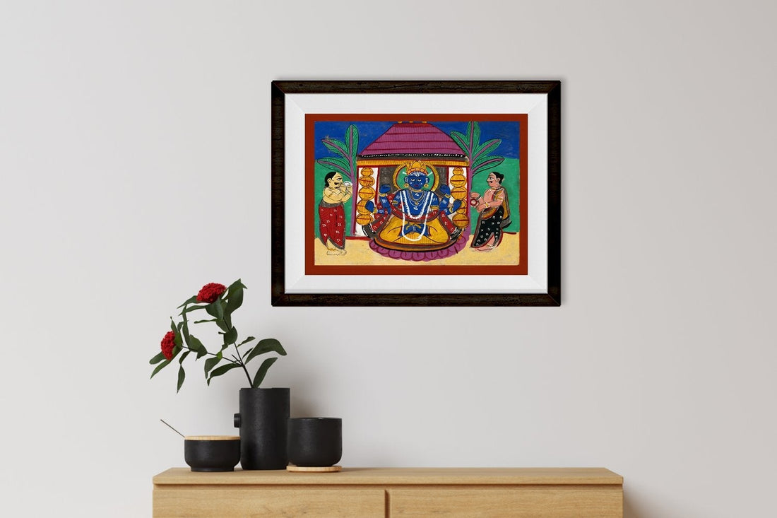 Vishnu with two worshippers Painting - Meri Deewar 4 : 3 Horizontal Premium Wall Art Canvas by MeriDeewar