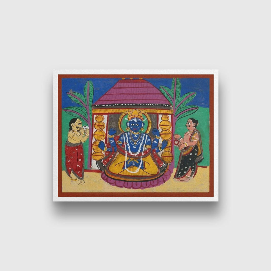 Vishnu with two worshippers Painting - Meri Deewar 4 : 3 Horizontal Premium Wall Art Canvas by MeriDeewar