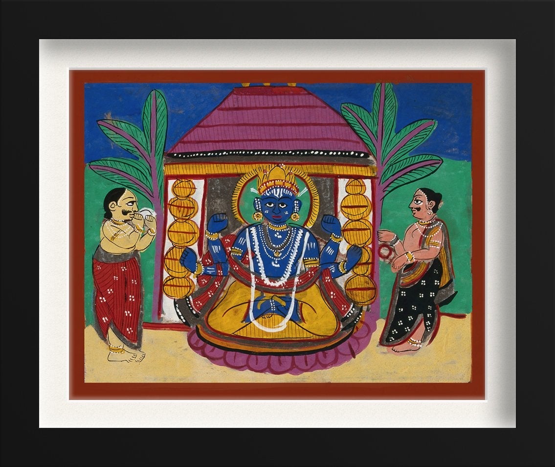 Vishnu with two worshippers Painting - Meri Deewar 4 : 3 Horizontal Premium Wall Art Canvas by MeriDeewar