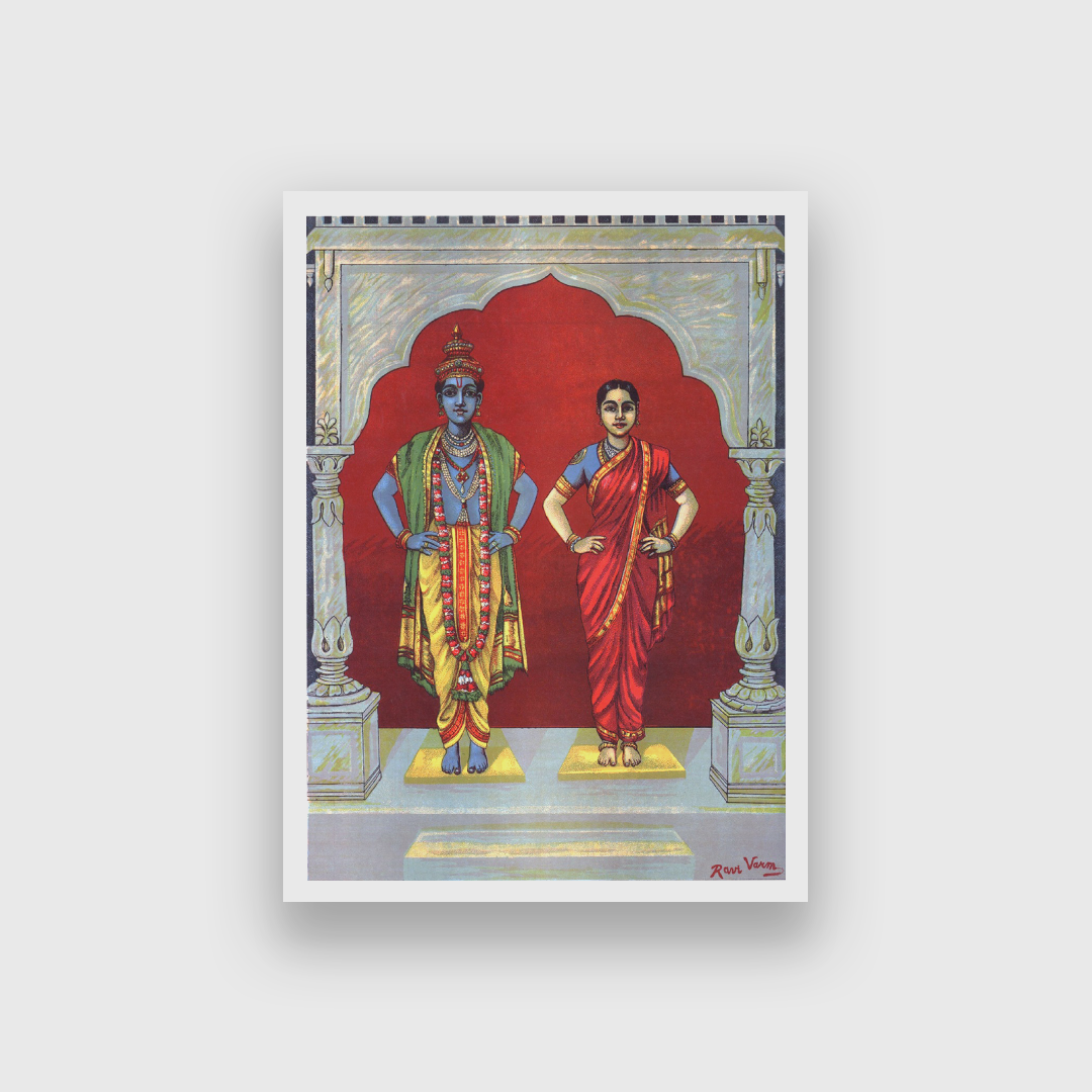 Vitthal Rukmini Painting Made By Raja Ravi Varma - Meri Deewar 2 : 3 Vertical Premium Wall Art Canvas by MeriDeewar