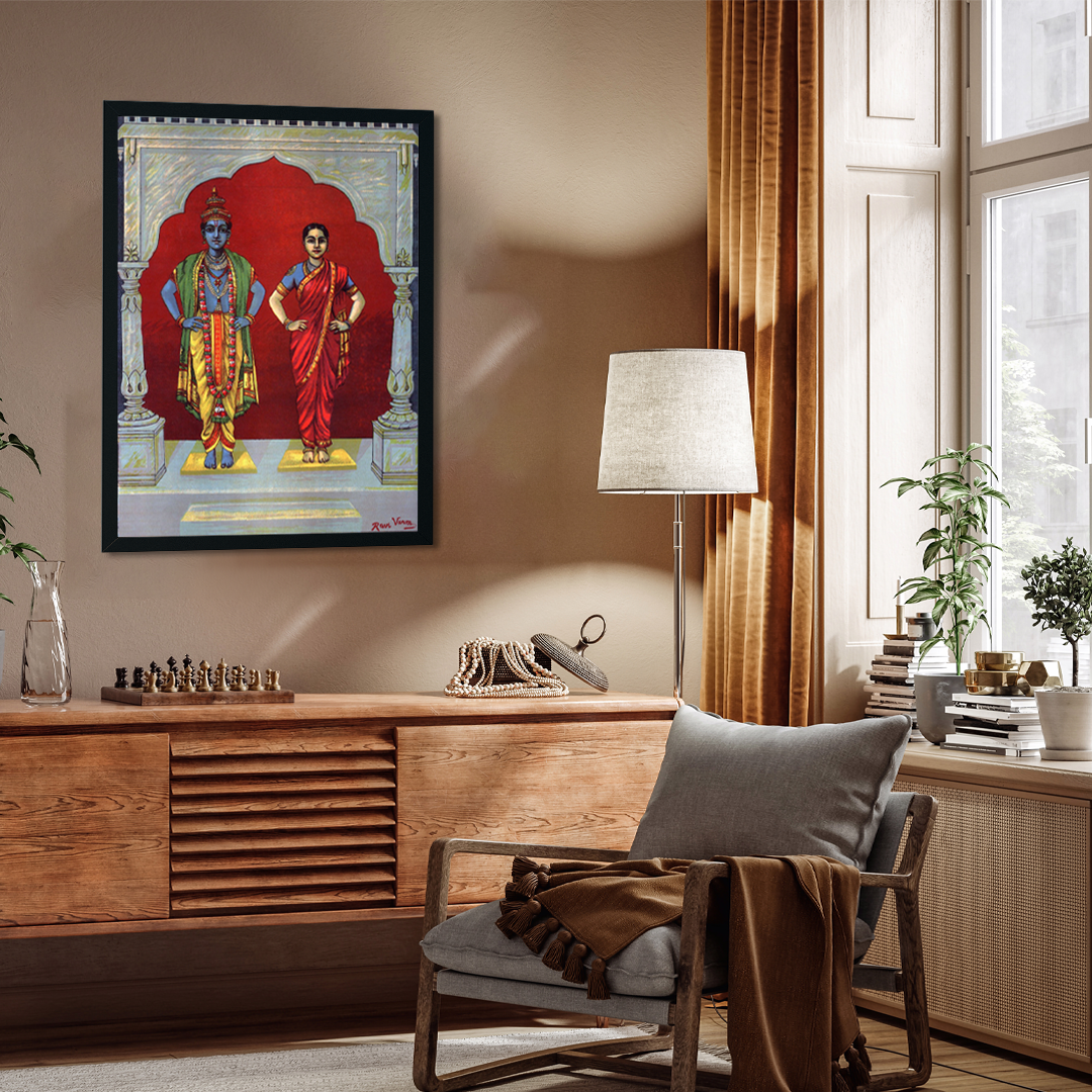 Vitthal Rukmini Painting Made By Raja Ravi Varma - Meri Deewar 2 : 3 Vertical Premium Wall Art Canvas by MeriDeewar