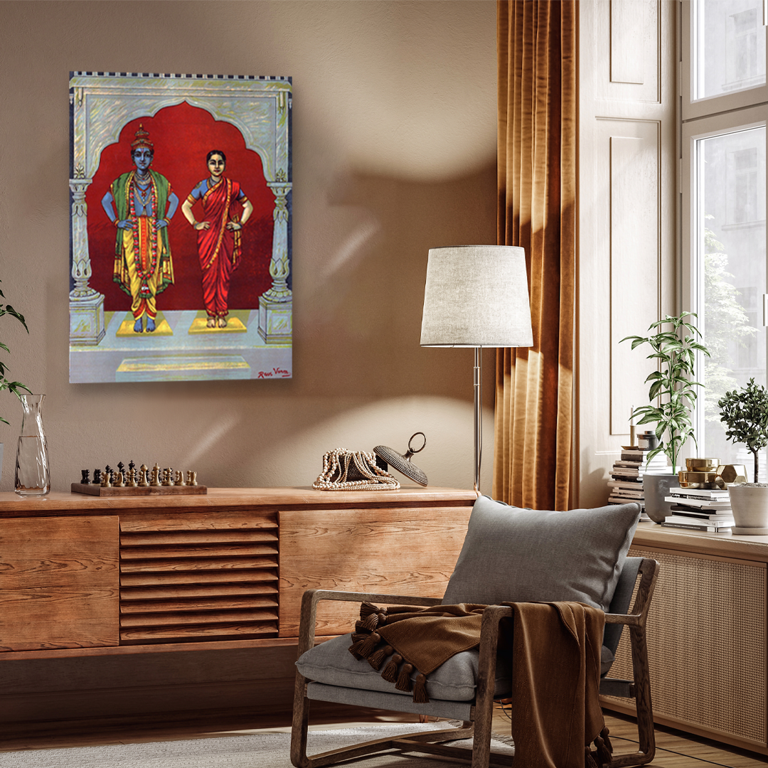Vitthal Rukmini Painting Made By Raja Ravi Varma - Meri Deewar 2 : 3 Vertical Premium Wall Art Canvas by MeriDeewar