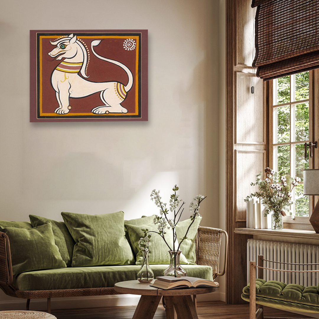 Vyala Painting 4 : 3 Horizontal Premium Wall Art Canvas by MeriDeewar