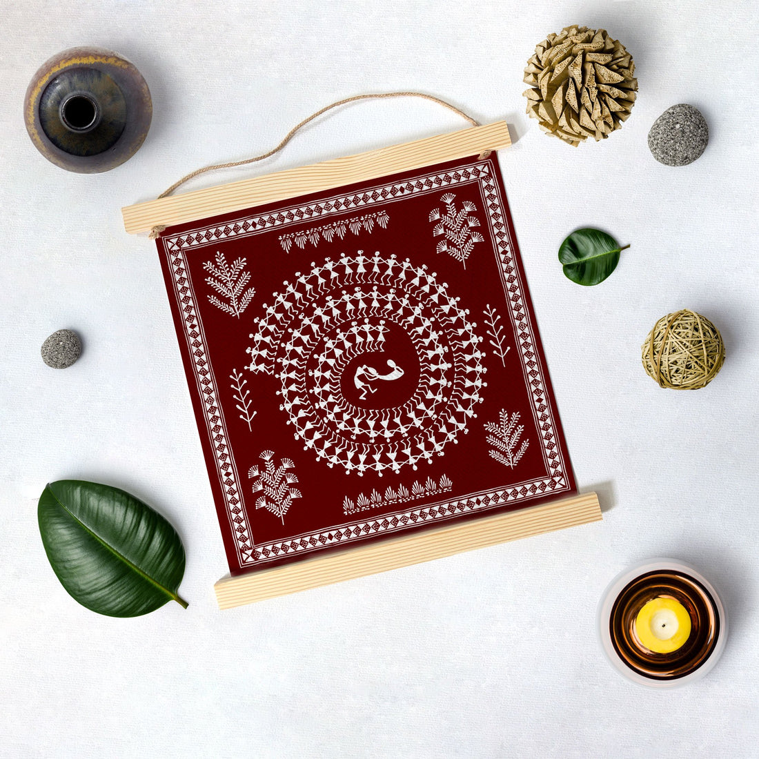 Warli Painting Hanging Canvas - Meri Deewar Hanging Canvas Premium Wall Art Canvas by MeriDeewar