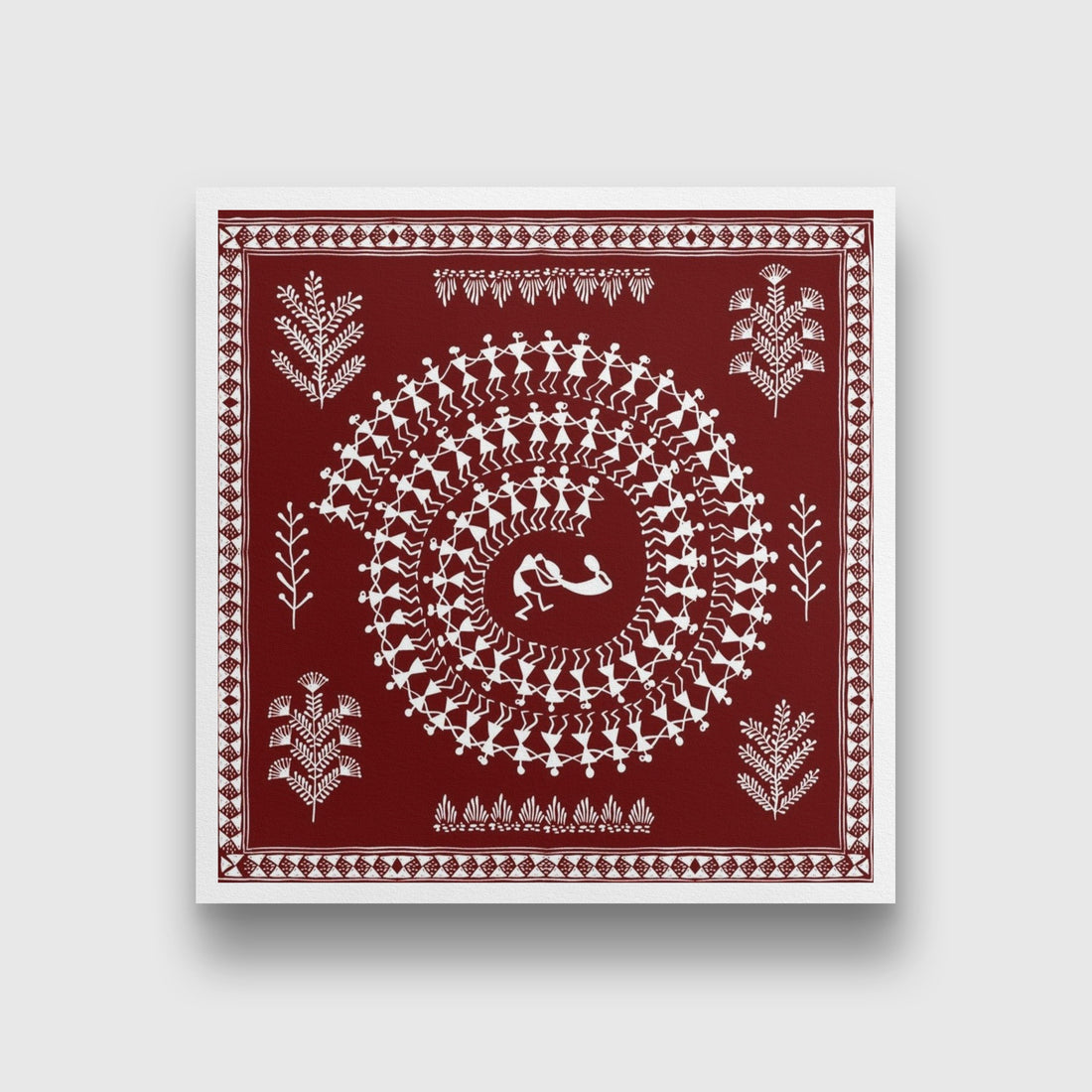 Warli Painting - Meri Deewar 1 : 1 Square Premium Wall Art Canvas by MeriDeewar