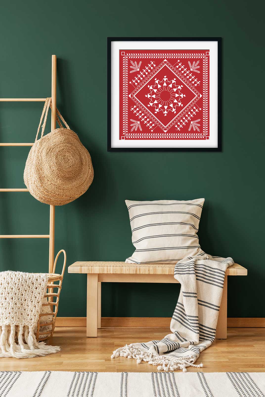 Warli Painting Painting 1 : 1 Square Premium Wall Art Canvas by MeriDeewar