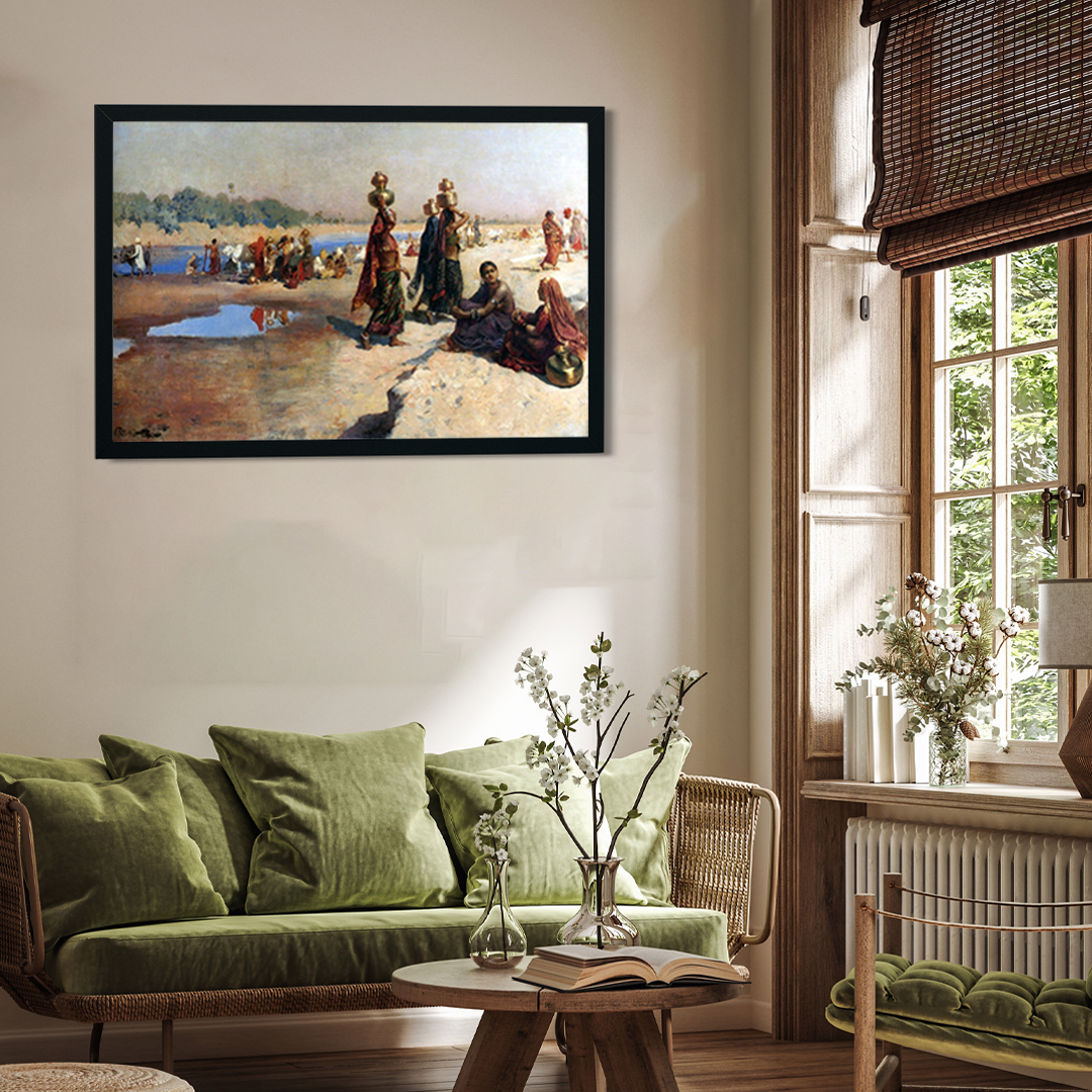 Water Carriers of the Ganges Painting 3 : 2 Horizontal Premium Wall Art Canvas by MeriDeewar