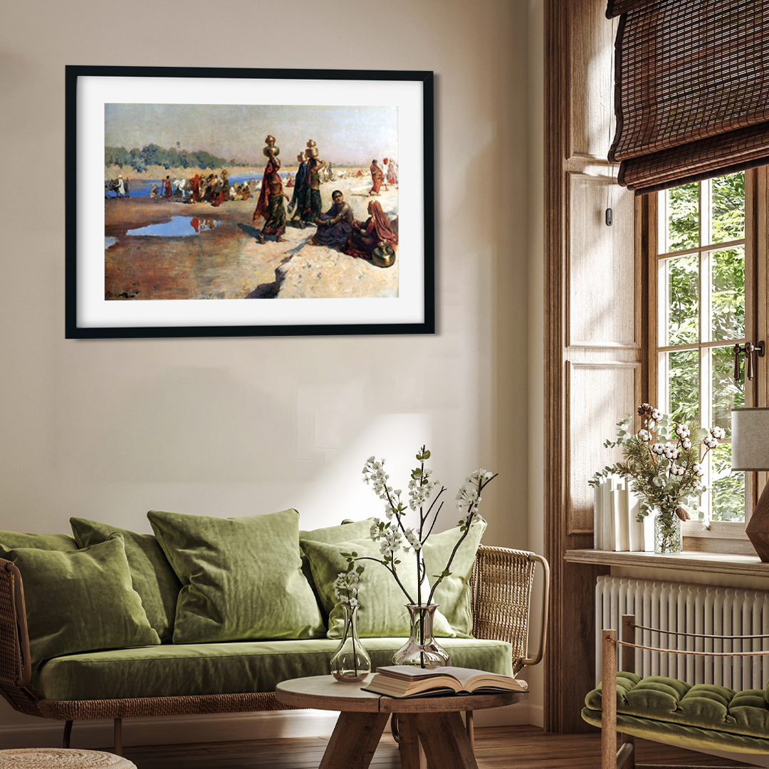 Water Carriers of the Ganges Painting 3 : 2 Horizontal Premium Wall Art Canvas by MeriDeewar