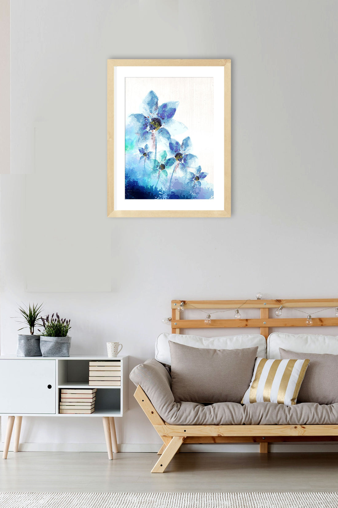 Water Color Flower Painting Wall Art - Meri Deewar 2 : 3 Vertical Premium Wall Art Canvas by MeriDeewar