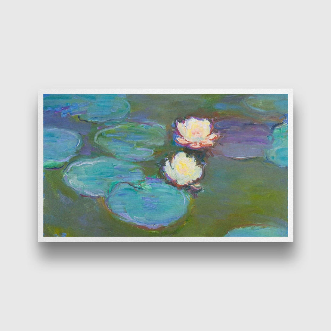 Water Lilies By Claude Monet Painting - Meri Deewar 2 : 1 Horizontal Premium Wall Art Canvas by MeriDeewar