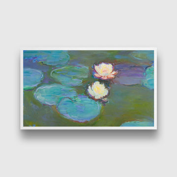 Water Lilies By Claude Monet Painting - Meri Deewar 2 : 1 Horizontal Premium Wall Art Canvas by MeriDeewar