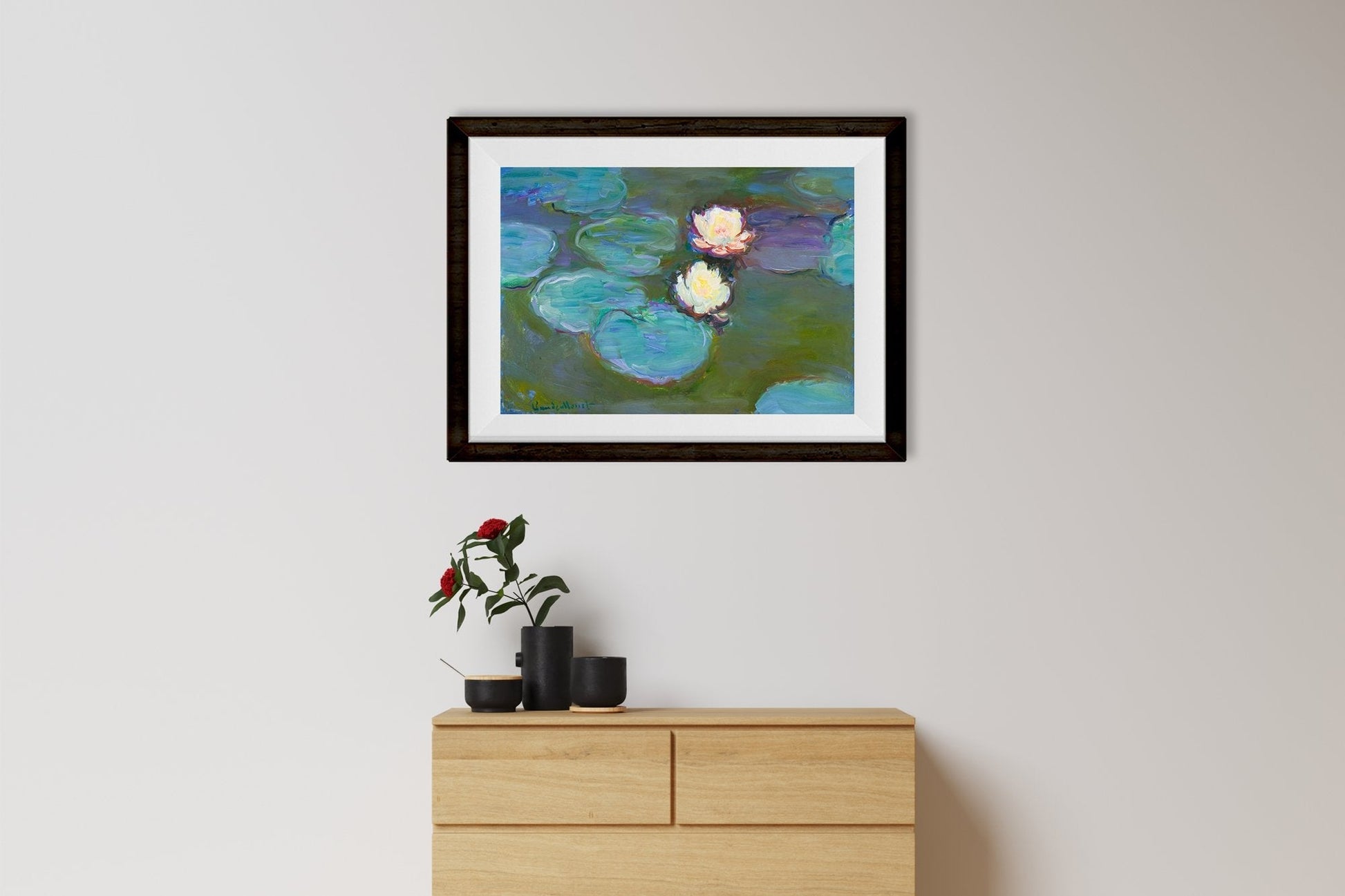Water Lilies By Claude Monet Painting - Meri Deewar 2 : 1 Horizontal Premium Wall Art Canvas by MeriDeewar