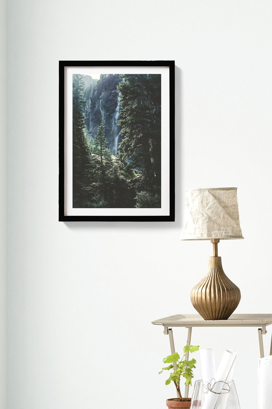waterfall in the woods Painting - Meri Deewar 2 : 3 Vertical Premium Wall Art Canvas by MeriDeewar