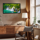 Waterfall Jungle Nature Scenery Wall Painting 4 : 3 Horizontal Premium Wall Art Canvas by MeriDeewar