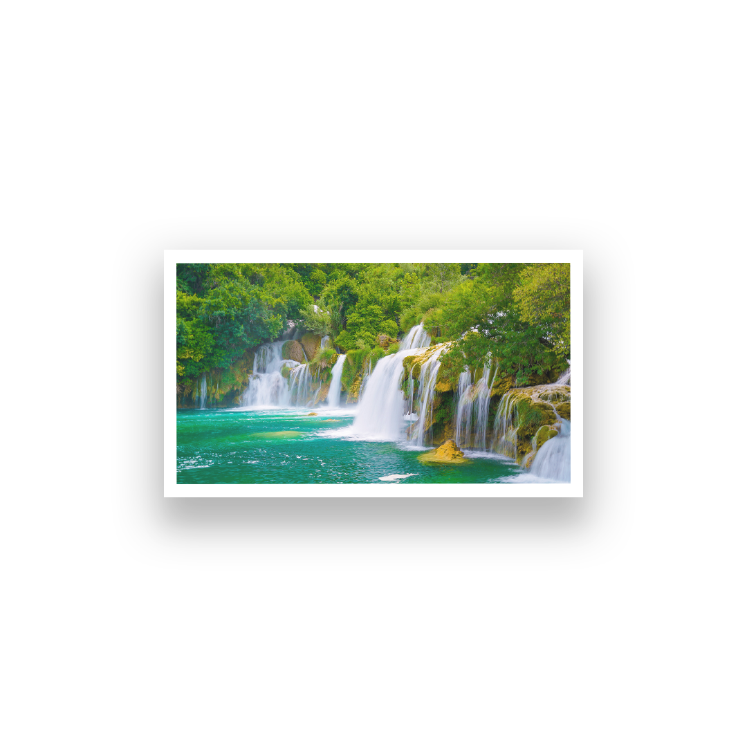 Waterfall Jungle Nature Scenery Wall Painting 4 : 3 Horizontal Premium Wall Art Canvas by MeriDeewar