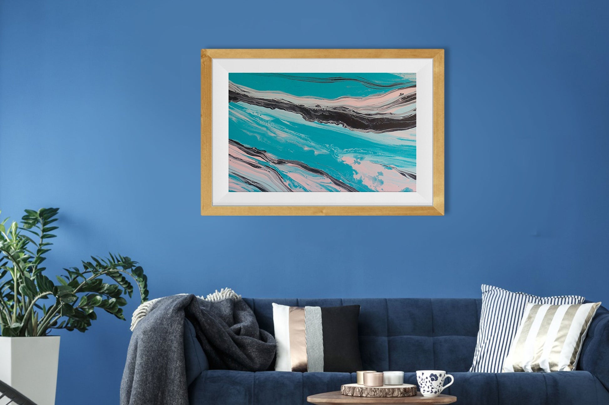 Waves Painting - Meri Deewar 3 : 2 Horizontal Premium Wall Art Canvas by MeriDeewar
