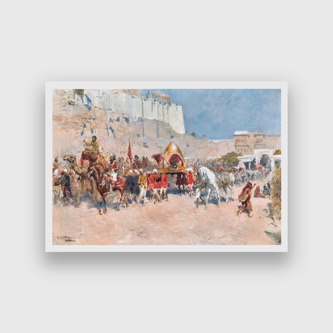 Wedding Procession Jodhpur Painting 3 : 2 Horizontal Premium Wall Art Canvas by MeriDeewar