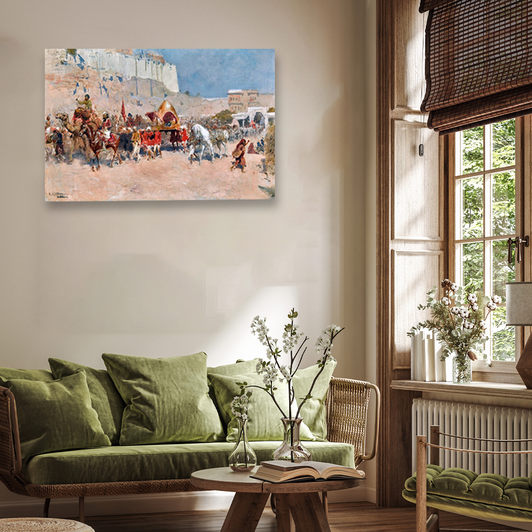 Wedding Procession Jodhpur Painting 3 : 2 Horizontal Premium Wall Art Canvas by MeriDeewar