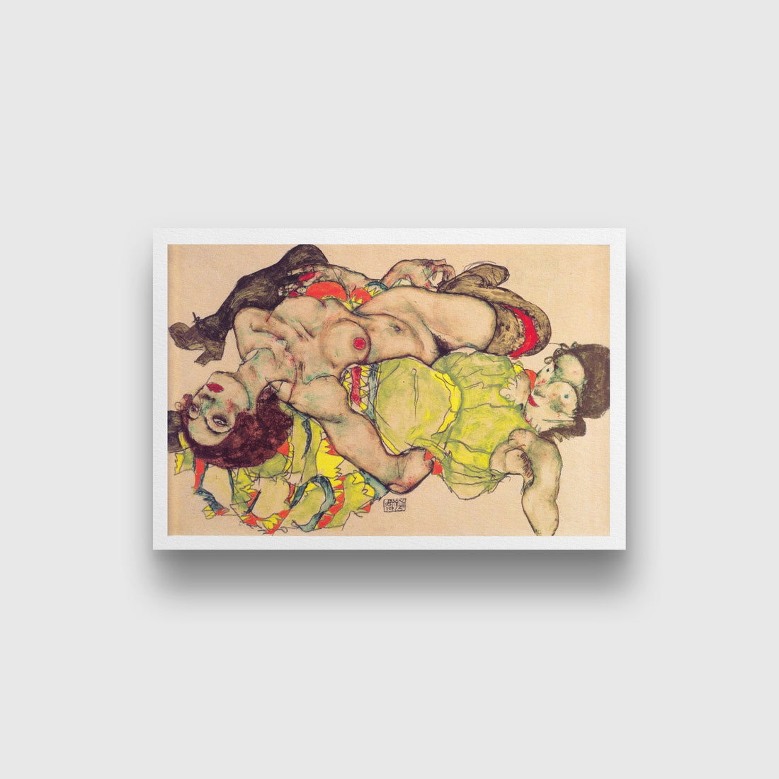 Weibliches Liebespaar Painting - Meri Deewar 3 : 2 Horizontal Premium Wall Art Canvas by MeriDeewar