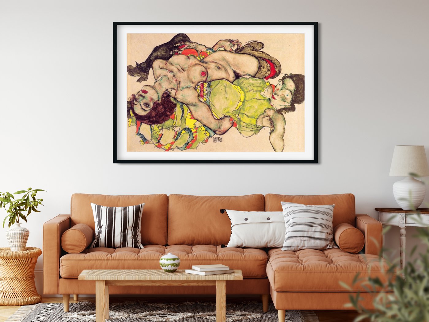 Weibliches Liebespaar Painting - Meri Deewar 3 : 2 Horizontal Premium Wall Art Canvas by MeriDeewar