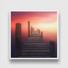 Weirs Beach Sunrise Painting 1 : 1 Square Premium Wall Art Canvas by MeriDeewar