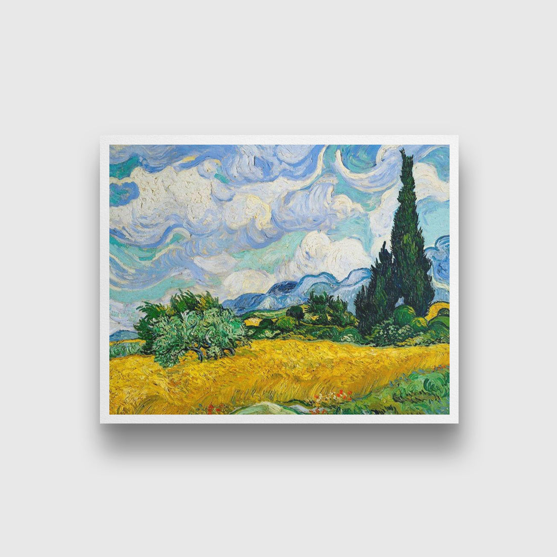 Wheat field with cypresses Painting By Van Gogh Painting - Meri Deewar 5 : 4 Horizontal Premium Wall Art Canvas by MeriDeewar
