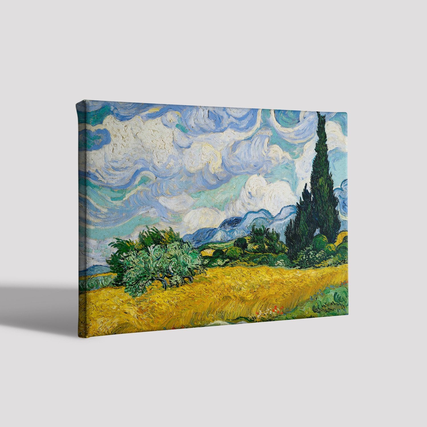 Wheat field with cypresses Painting By Van Gogh Painting - Meri Deewar 5 : 4 Horizontal Premium Wall Art Canvas by MeriDeewar