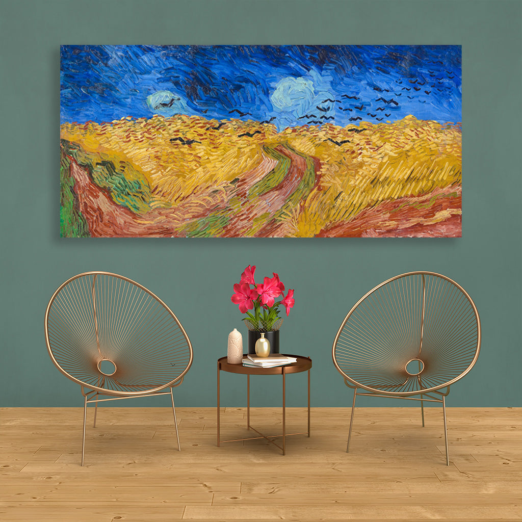 Wheatfield with Crows (1890) famous landscape painting 2 : 1 Horizontal Premium Wall Art Canvas by MeriDeewar