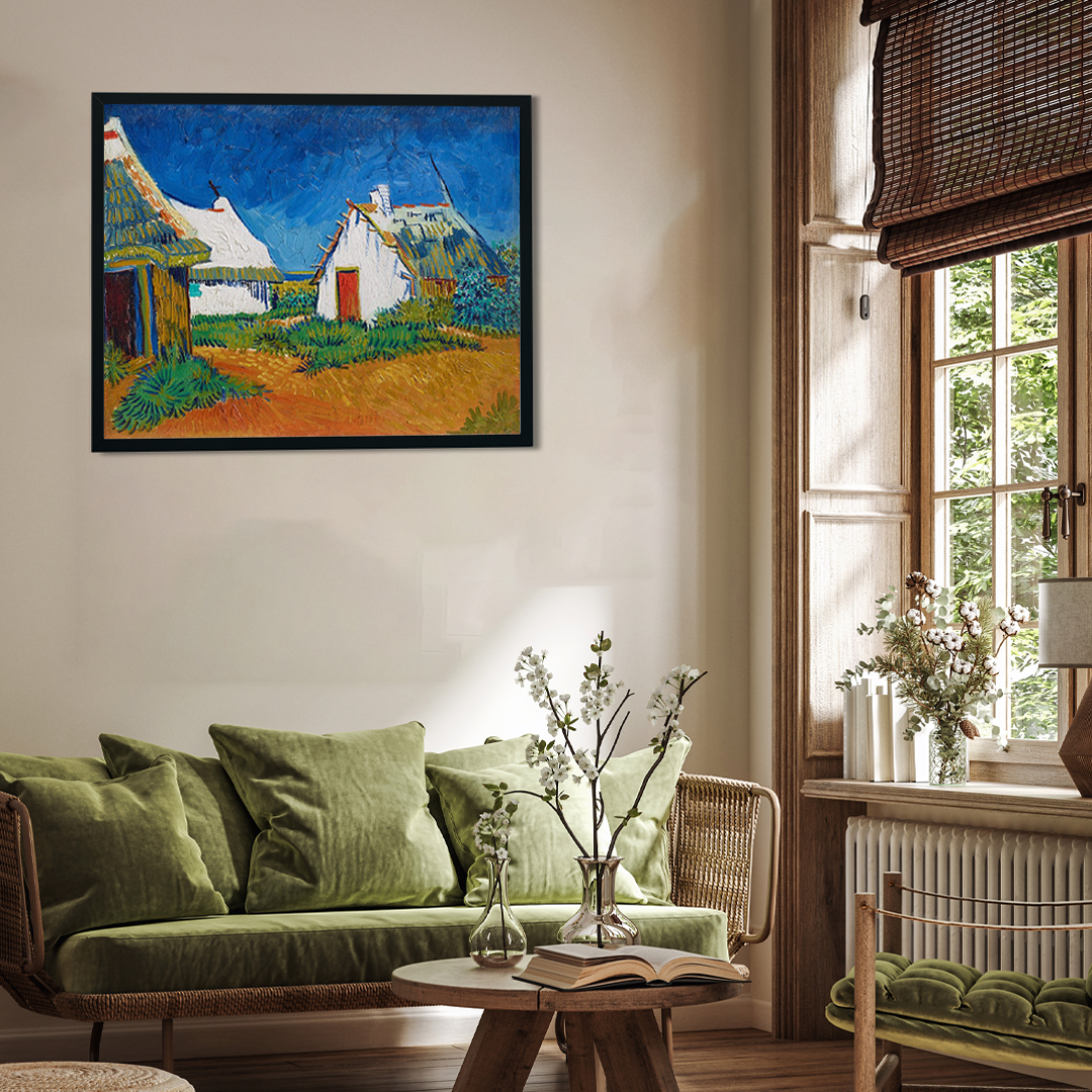 White cottages at Saintes Maries Painting 2 : 1 Horizontal Premium Wall Art Canvas by MeriDeewar