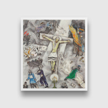 White Crucifixion Painting - Meri Deewar 3 : 4 Vertical Premium Wall Art Canvas by MeriDeewar