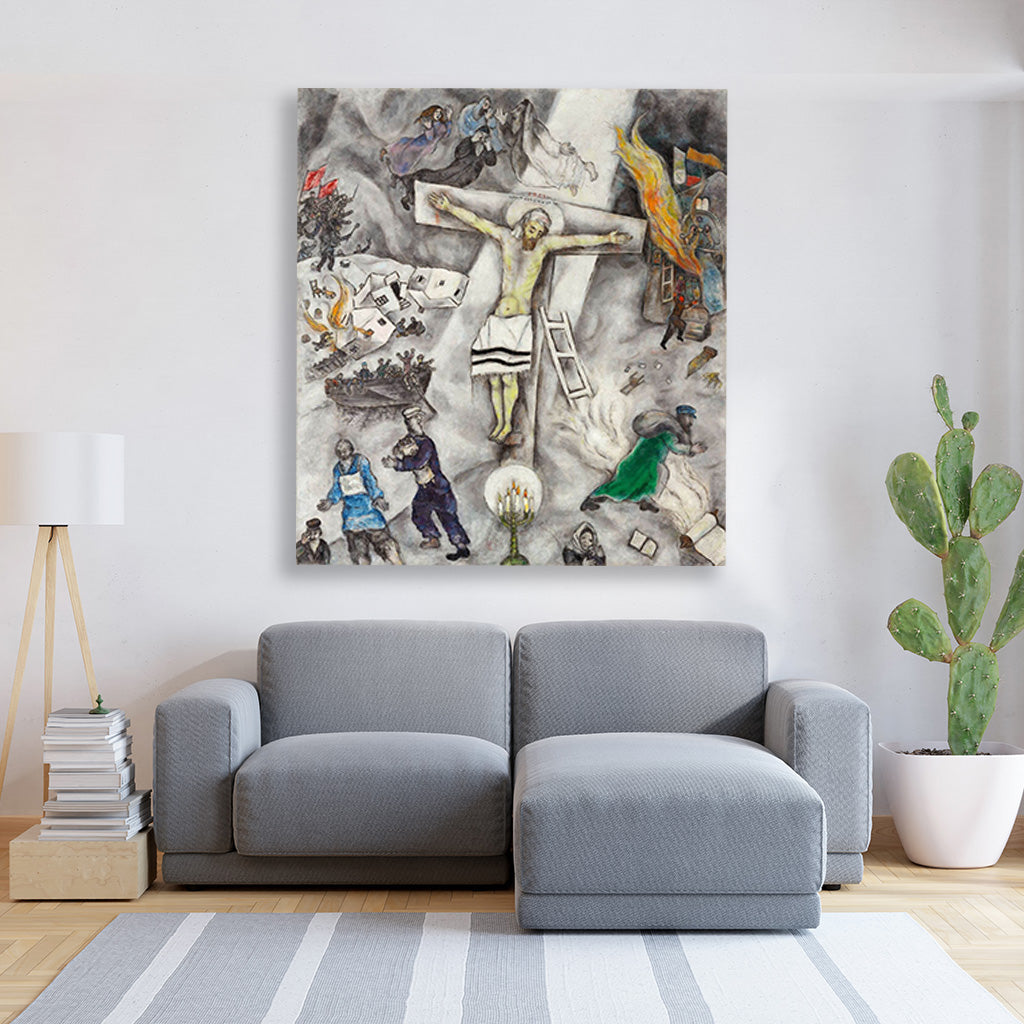 White Crucifixion Painting - Meri Deewar 3 : 4 Vertical Premium Wall Art Canvas by MeriDeewar