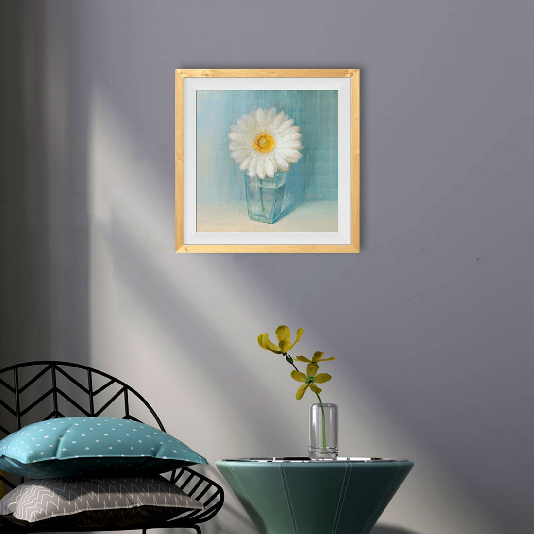 White Flower Oil Painting 4 - Meri Deewar 1 : 1 Square Premium Wall Art Canvas by MeriDeewar