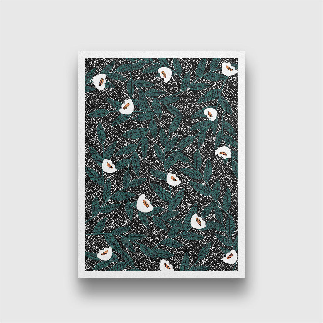 White Foliage Painting 2 : 3 Vertical Premium Wall Art Canvas by MeriDeewar