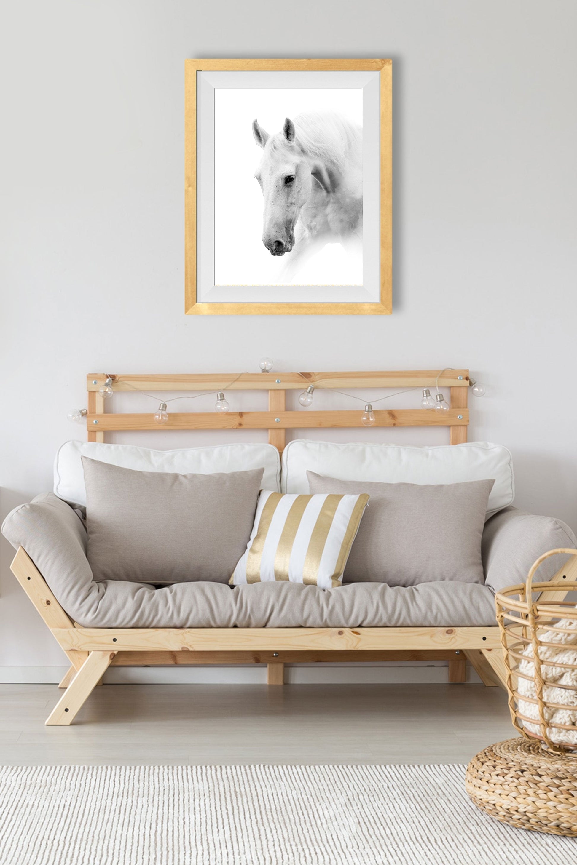 White Horse Painting - Meri Deewar 2 : 3 Vertical Premium Wall Art Canvas by MeriDeewar
