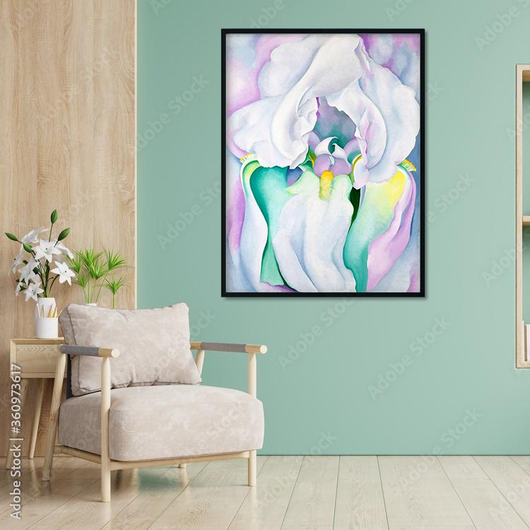 white iris Painting - Meri Deewar 3 : 4 Vertical Premium Wall Art Canvas by MeriDeewar