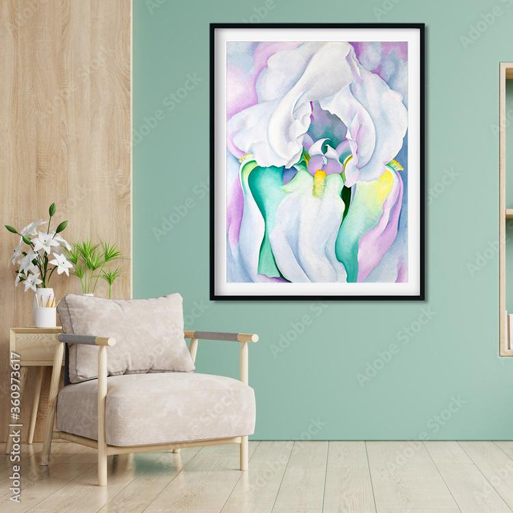 white iris Painting - Meri Deewar 3 : 4 Vertical Premium Wall Art Canvas by MeriDeewar