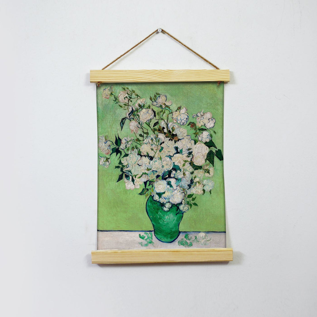 White Roses By Van Gogh Hanging Canvas Painting - Meri Deewar Hanging Canvas Premium Wall Art Canvas by MeriDeewar