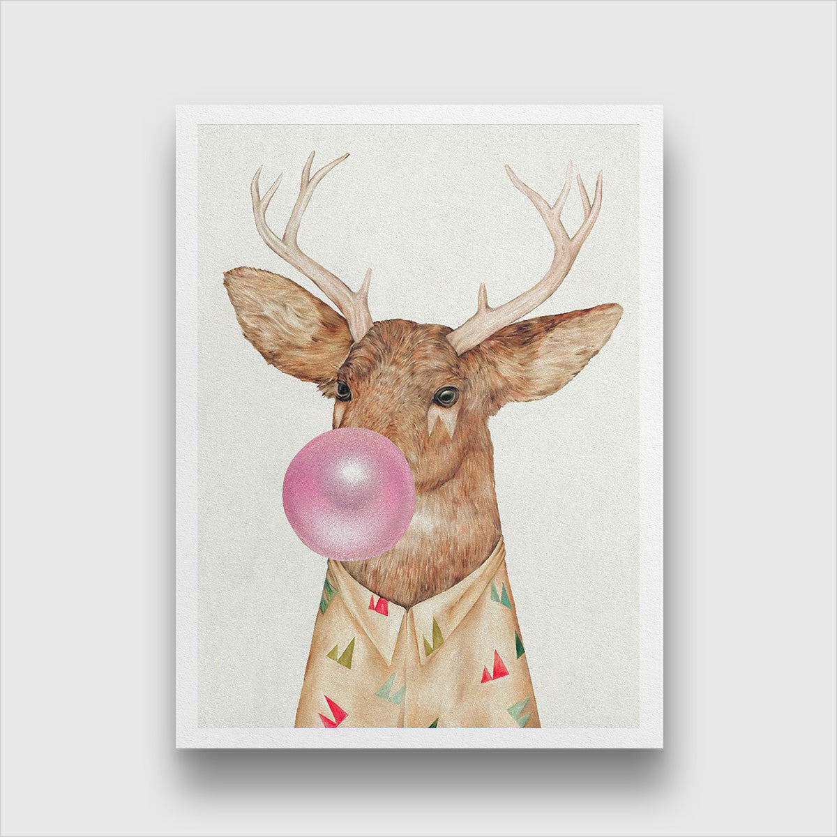 White Tailed Deer Painting 3 : 4 Vertical Premium Wall Art Canvas by MeriDeewar