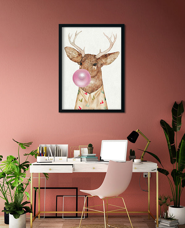White Tailed Deer Painting 3 : 4 Vertical Premium Wall Art Canvas by MeriDeewar