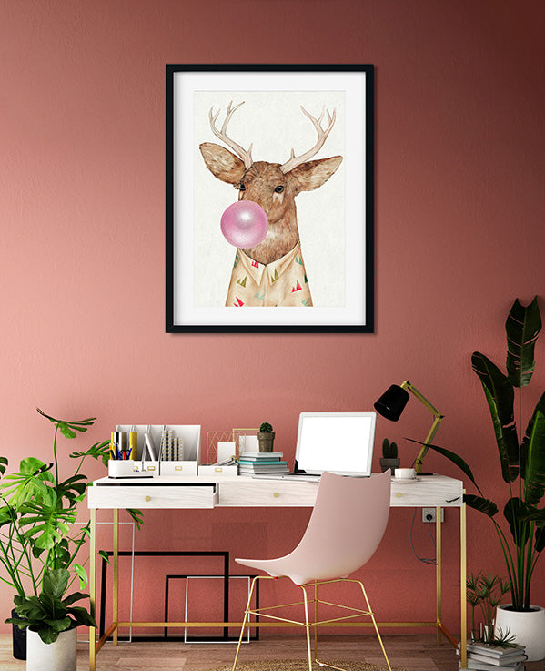 White Tailed Deer Painting 3 : 4 Vertical Premium Wall Art Canvas by MeriDeewar
