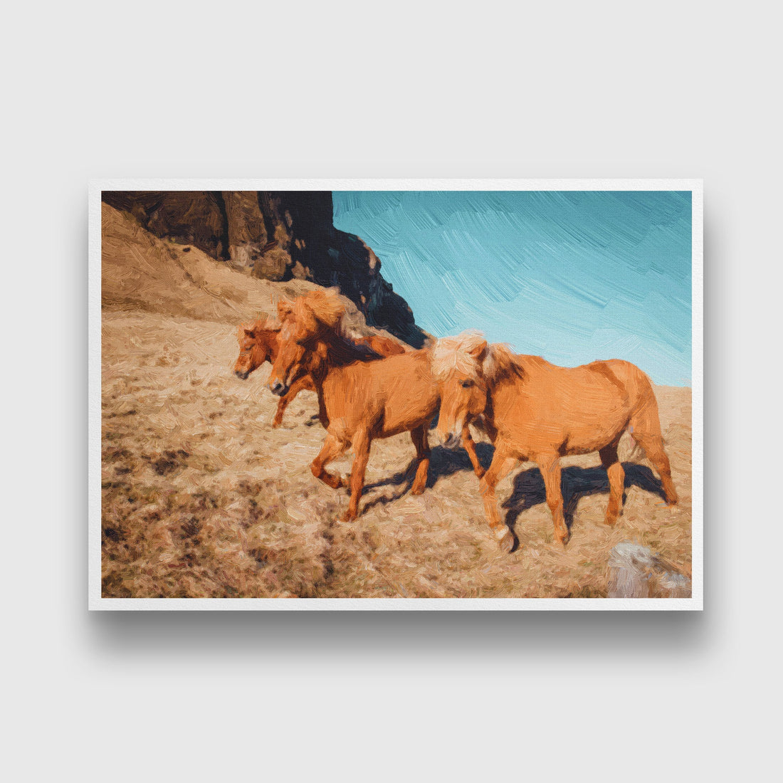 Wild horse at the nature Painting - Meri Deewar 3 : 2 Horizontal Premium Wall Art Canvas by MeriDeewar