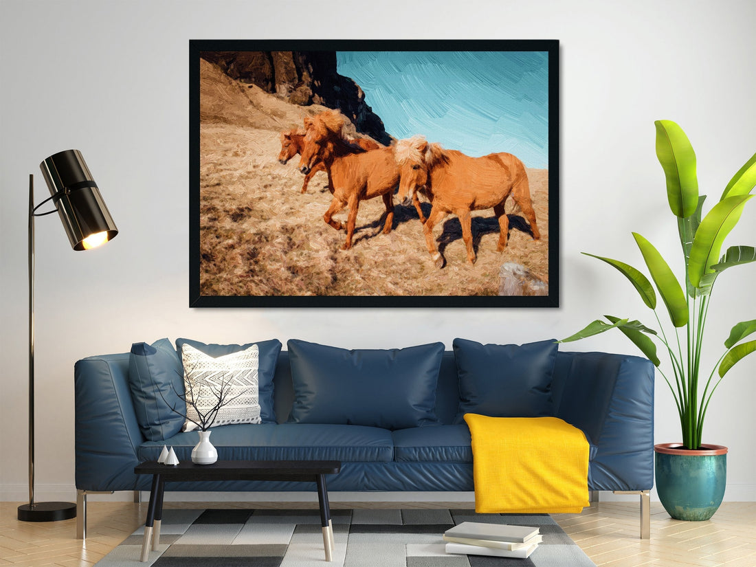 Wild horse at the nature Painting - Meri Deewar 3 : 2 Horizontal Premium Wall Art Canvas by MeriDeewar