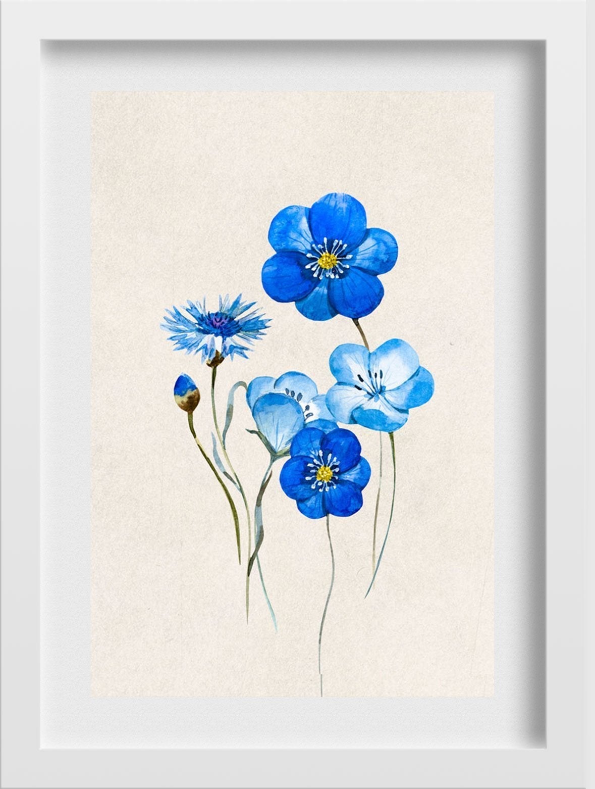 Wildflower Anemone Flowers Painting - Meri Deewar 2 : 3 Vertical Premium Wall Art Canvas by MeriDeewar