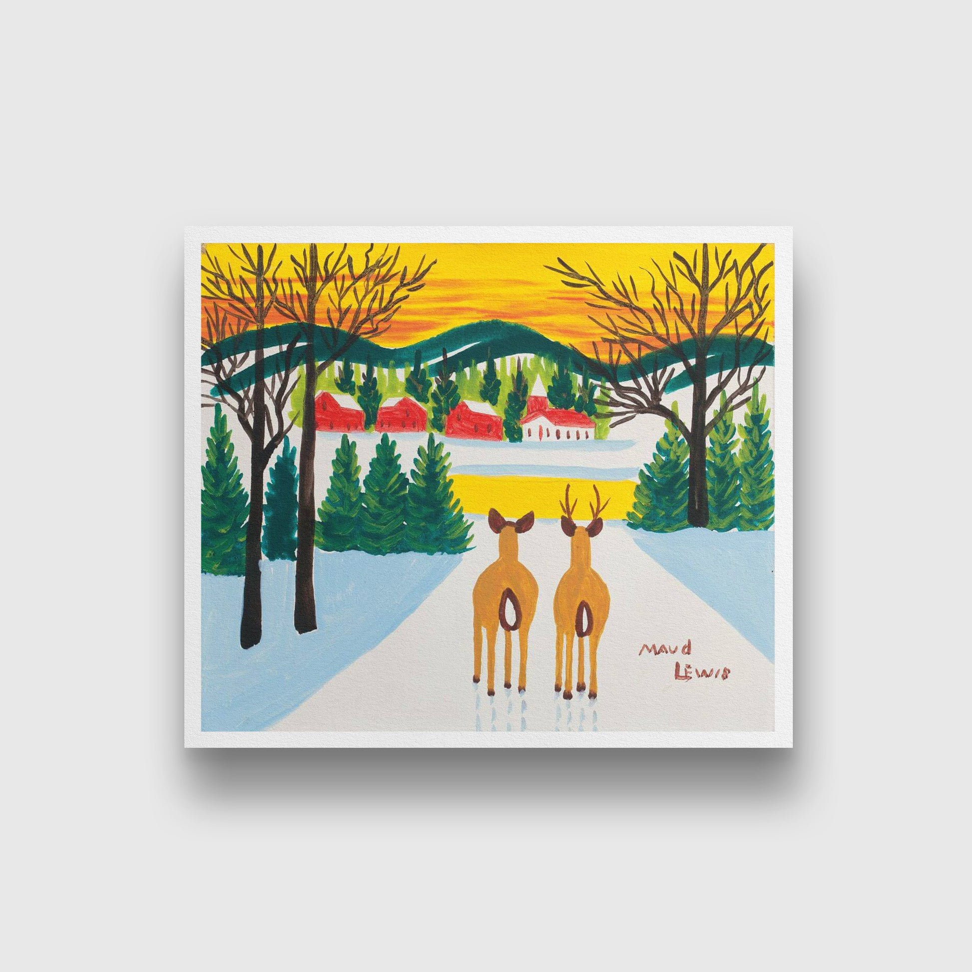 Winter Scene Painting - Meri Deewar 1 : 1 Square Premium Wall Art Canvas by MeriDeewar