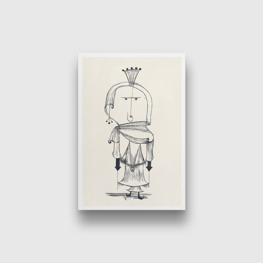 Witch with a Comb painting - Meri Deewar 2 : 3 Vertical Premium Wall Art Canvas by MeriDeewar