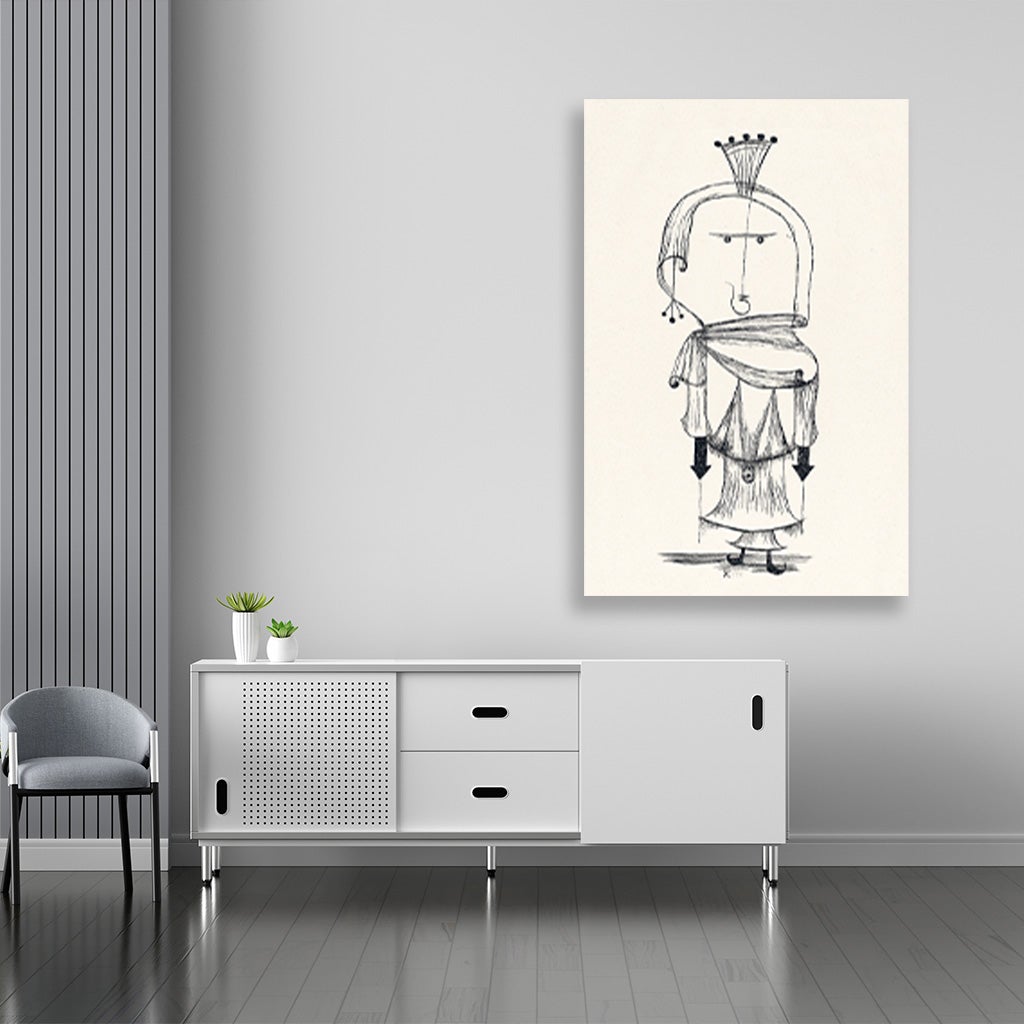 Witch with a Comb painting - Meri Deewar 2 : 3 Vertical Premium Wall Art Canvas by MeriDeewar