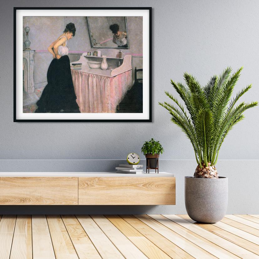 Woman at a Dressing Table Painting - Meri Deewar 4 :5 Vertical Premium Wall Art Canvas by MeriDeewar