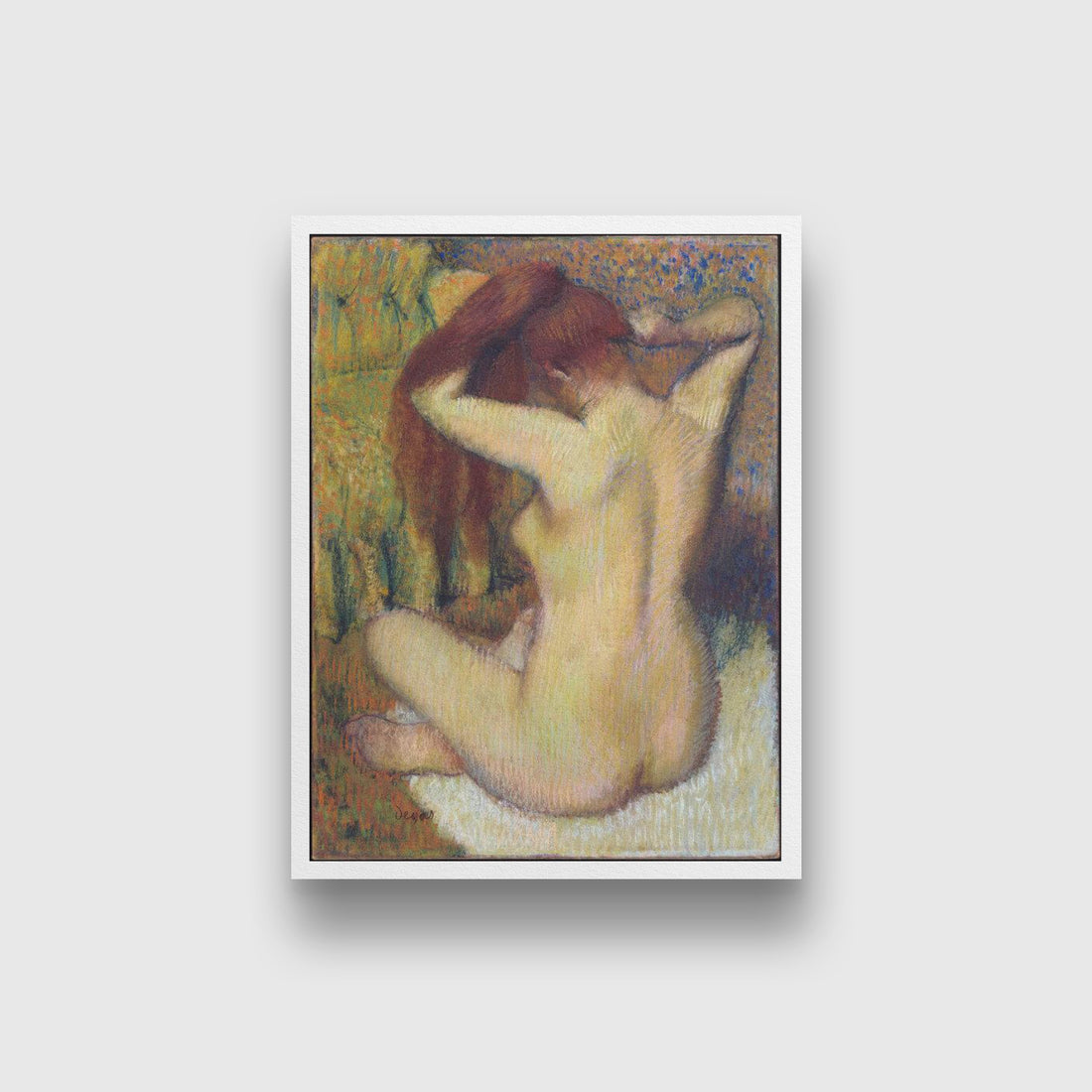 Woman Combing Her Hair Painting - Meri Deewar 3 : 4 Vertical Premium Wall Art Canvas by MeriDeewar
